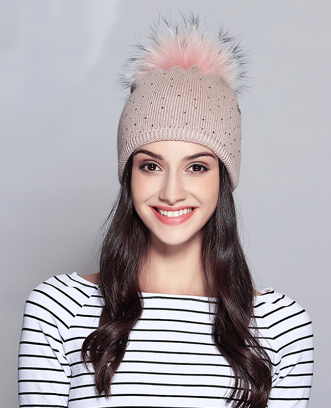 Raccoon Fur Rhinestone Beanie Raccoon Fur Rhinestone Beanie