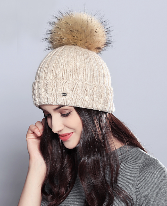 Natural Raccoon Fur Beanie Natural Raccoon Fur Beanie
