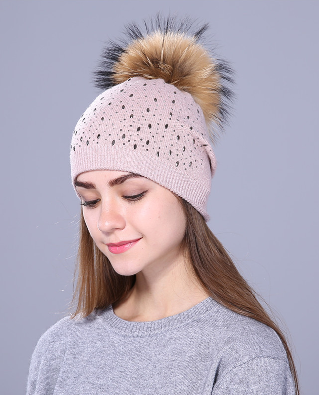 Knitted Raccoon Fur winter Hat Knitted Raccoon Fur winter Hat