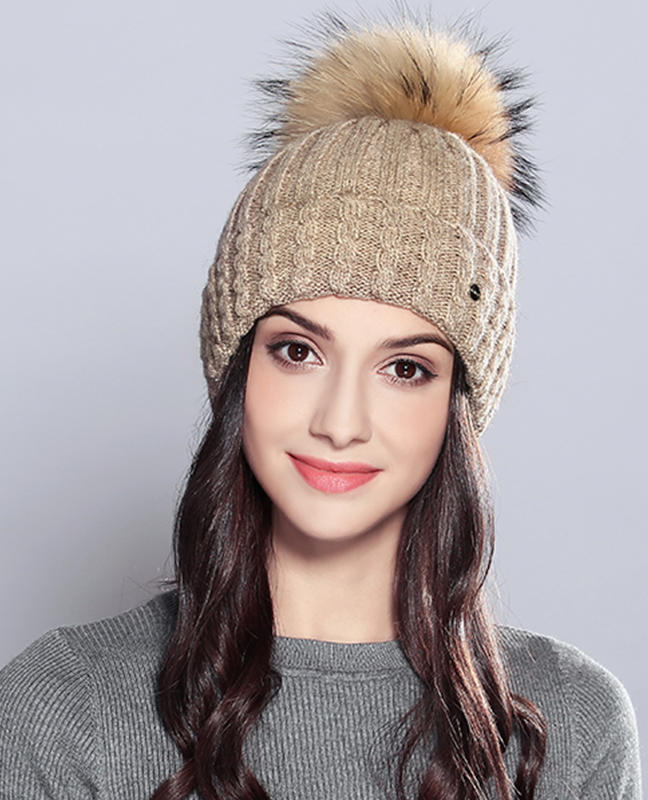Natural Raccoon Fur Beanie Natural Raccoon Fur Beanie