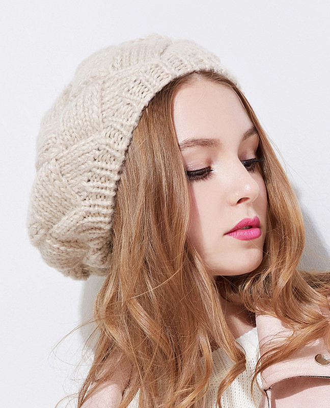 Rabbit Fur knitted beret Hat Rabbit Fur knitted beret Hat