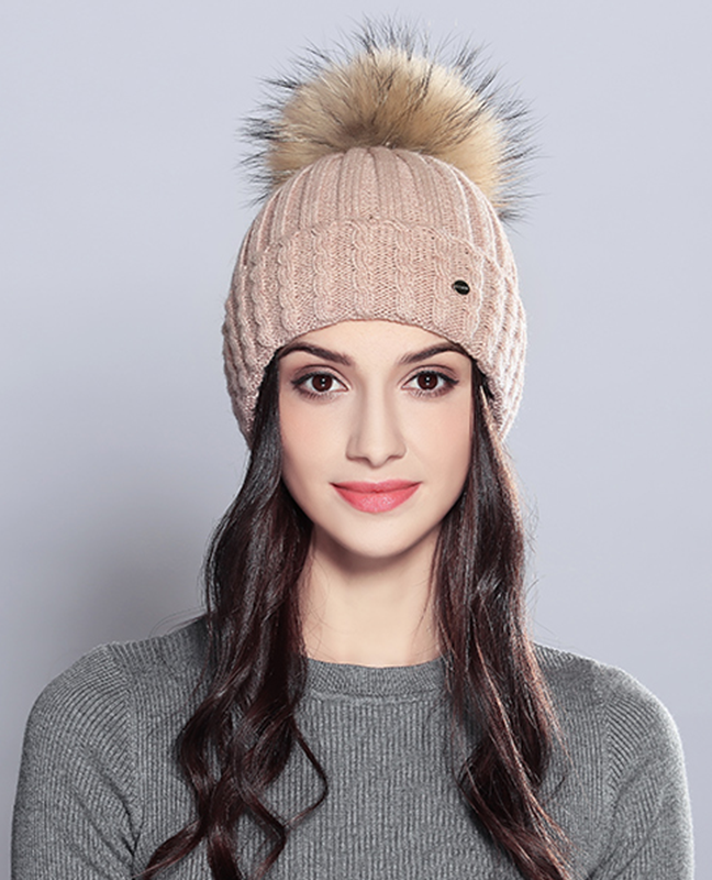 Natural Raccoon Fur Beanie Natural Raccoon Fur Beanie
