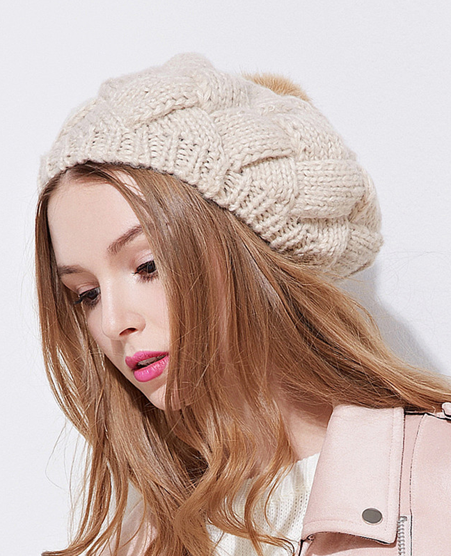 Rabbit Fur knitted beret Hat Rabbit Fur knitted beret Hat