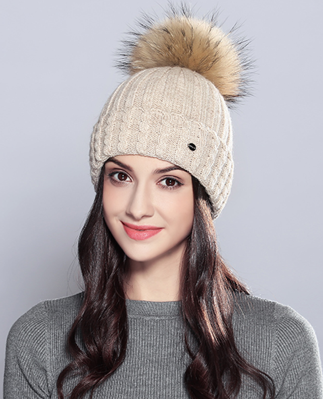 Natural Raccoon Fur Beanie Natural Raccoon Fur Beanie