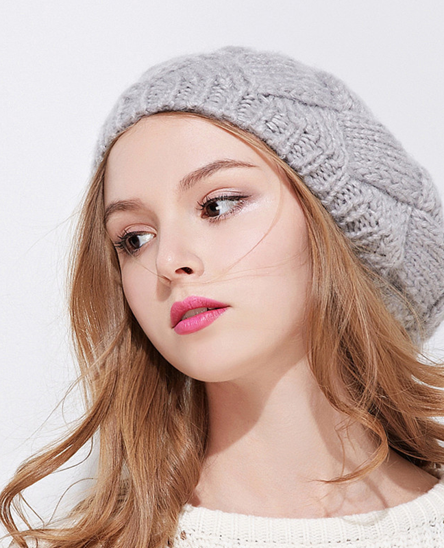 Rabbit Fur knitted beret Hat Rabbit Fur knitted beret Hat