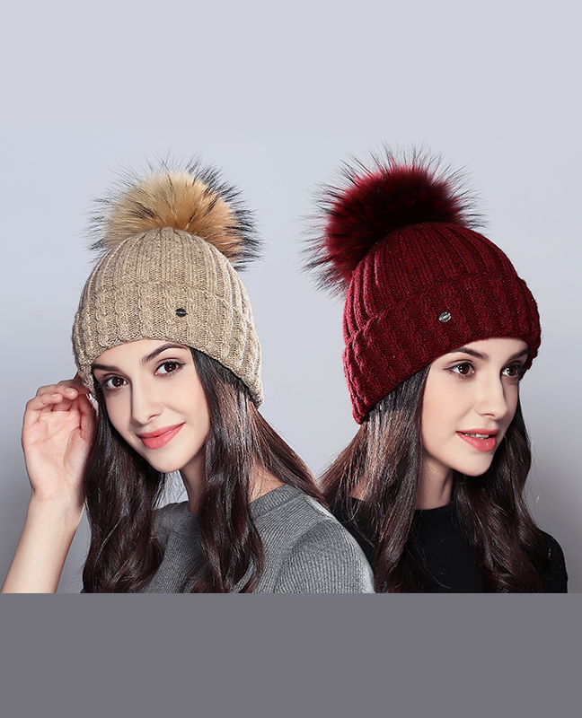 Natural Raccoon Fur Beanie Natural Raccoon Fur Beanie