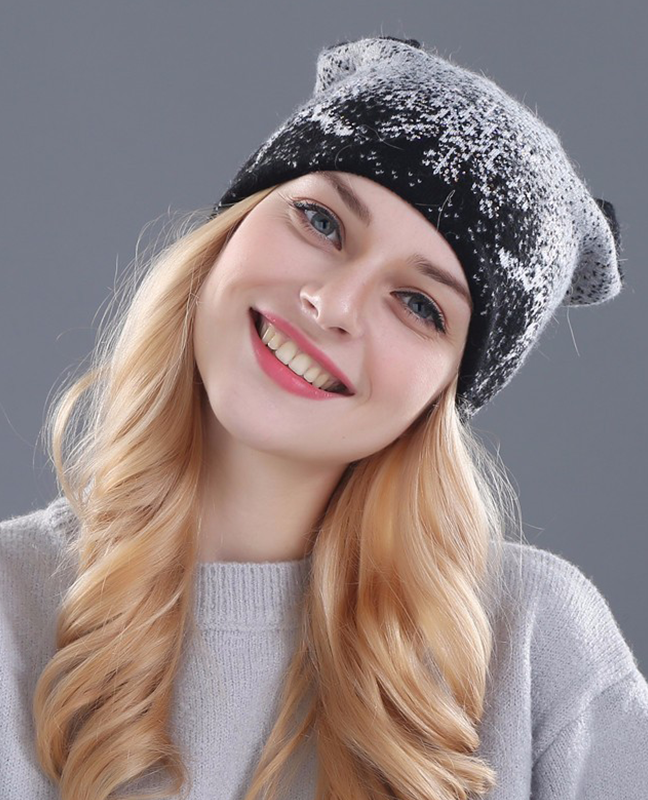 Kitty Rabbit fur wool beanie Kitty Rabbit fur wool beanie