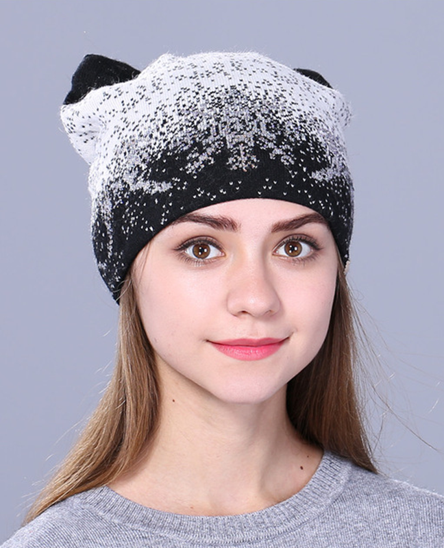 Kitty Rabbit fur wool beanie Kitty Rabbit fur wool beanie