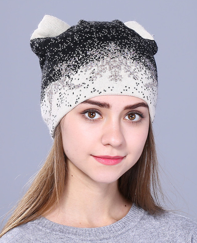 Kitty Rabbit fur wool beanie Kitty Rabbit fur wool beanie