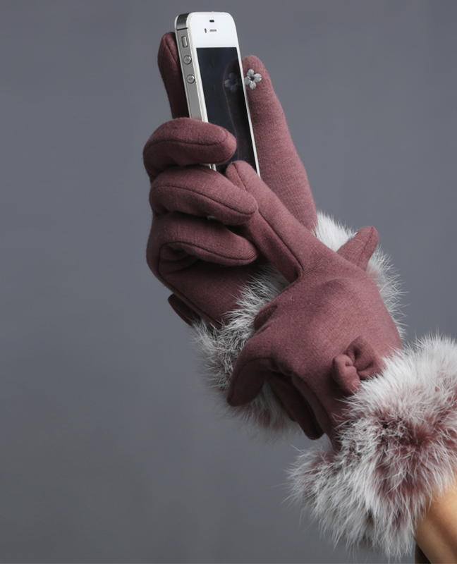 Rabbit hair bowknot Glove Rabbit hair bowknot Glove