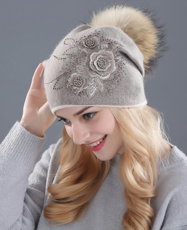 Rabbit fur wool Knitted hat Rabbit fur wool Knitted hat
