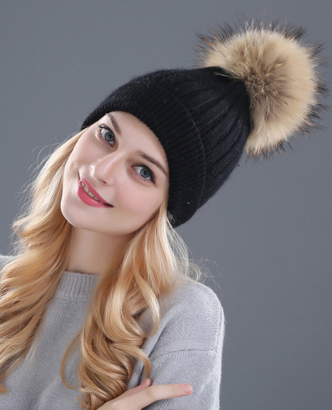 Rhinestone Natural Fur Beanie Rhinestone Natural Fur Beanie