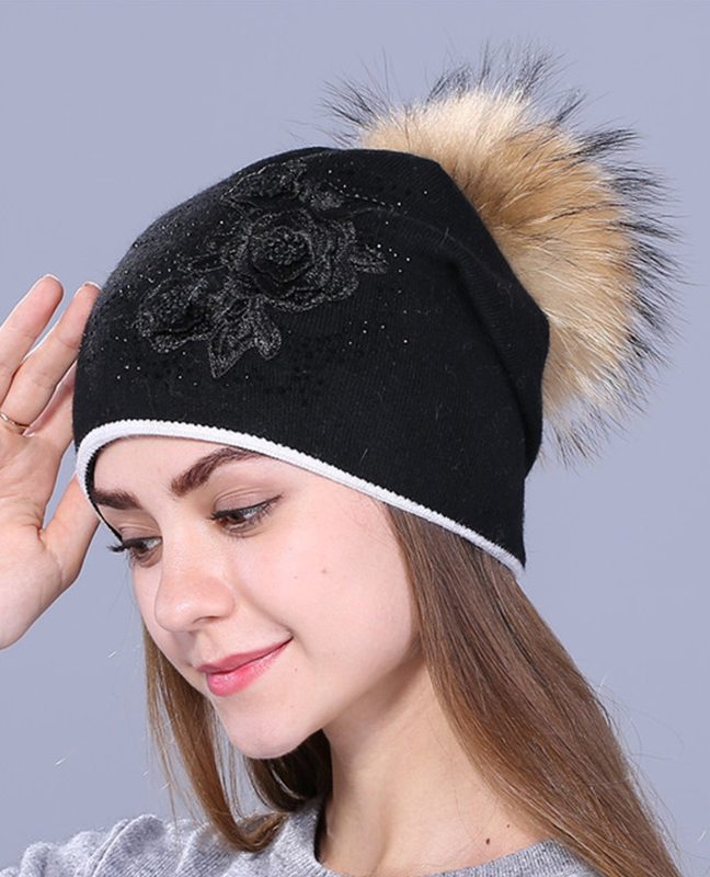 Rabbit fur wool Knitted hat Rabbit fur wool Knitted hat