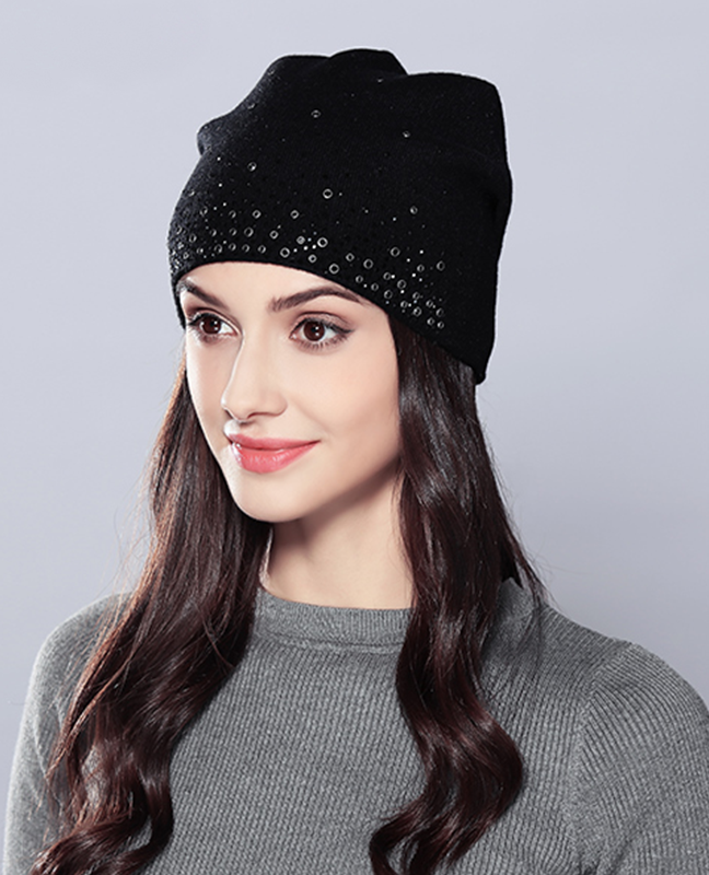 Rhinestones Double Layer Beanie Rhinestones Double Layer Beanie