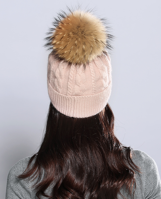 Raccoon Fur Knitted Beanie Raccoon Fur Knitted Beanie