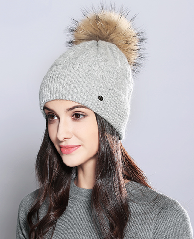 Raccoon Fur Knitted Beanie Raccoon Fur Knitted Beanie