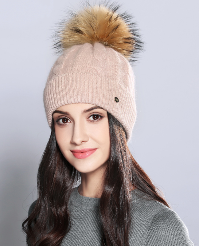 Raccoon Fur Knitted Beanie Raccoon Fur Knitted Beanie