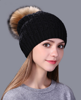 Real mink fur Knitted hat