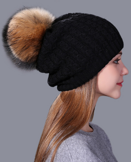 Real mink fur Knitted hat