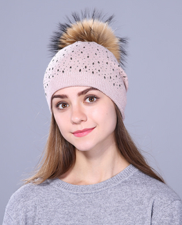 Knitted Raccoon Fur winter Hat