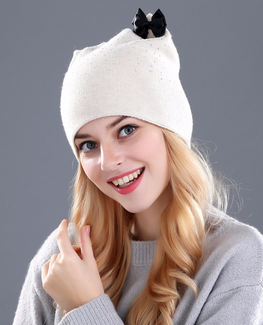 Rabbit fur wool knitted beanie