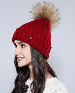 Wool Raccoon Fur Beanie