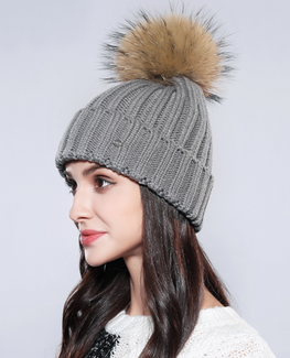 Wool Raccoon Fur Beanie