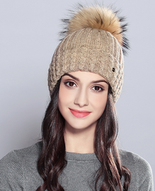 Natural Raccoon Fur Beanie