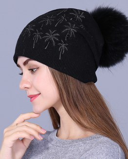 Coconut tree Embroider winter hat
