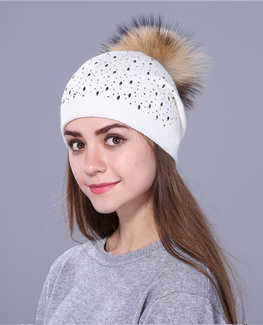 Knitted Raccoon Fur winter Hat