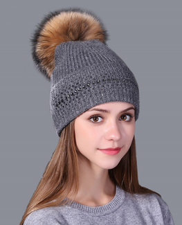 Genuine mink fur beanie