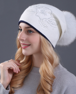Real fox fur beanie