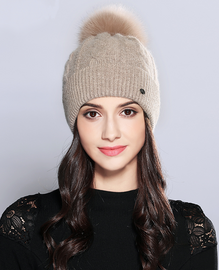 Raccoon Fur Knitted Beanie