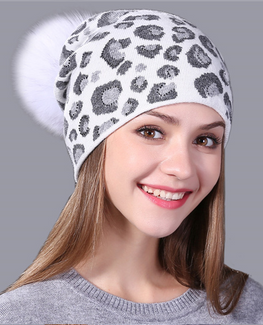Leopard Print Knitted Winter Hat